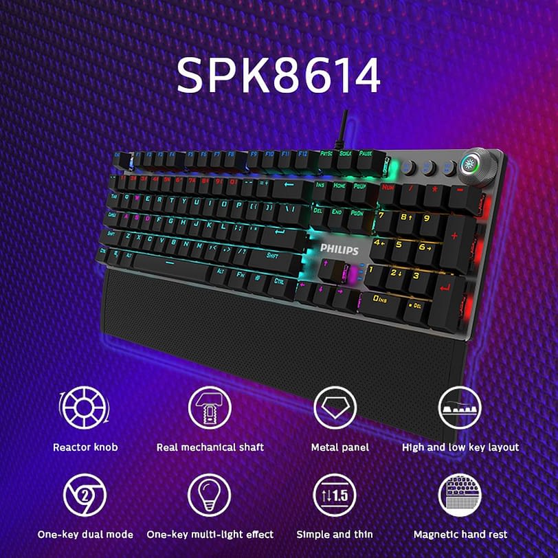 Philips SPK8614 Mechanical Gaming Keyboard with Wrist Rest Detail 06