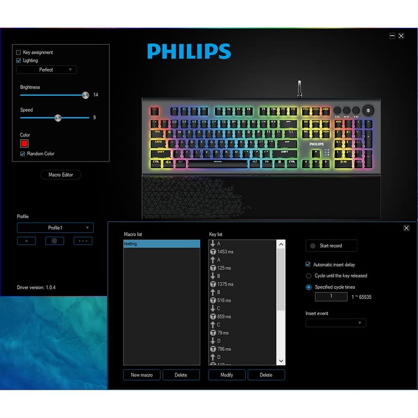 Philips SPK8624 Mechanical Gaming Keyboard with Wrist Rest Detail 01
